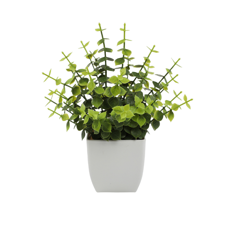 Mini Artificial Potted Eucalyptus Plants, 6 Pcs, Small Indoor Faux Greenery for Home Office Farmhouse Bathroom Decor