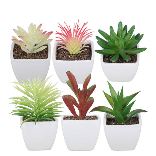 6 Pcs Mini Artificial Succulent Plants, Assorted Faux Plastic Succulents for Home Office Table Decoration