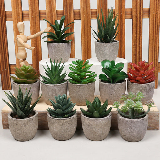 Mini Artificial Succulents 12 Pcs Bulk Greenery in Small Pots for Home Decor
