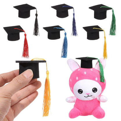 10PCS Mini Graduation Cap Bottle Toppers - Felt Doctor Hats for Grad Party, Bottle & Candy Box Decorations