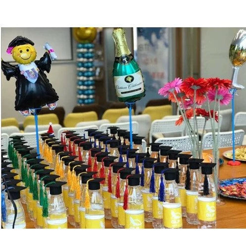 10PCS Mini Graduation Cap Bottle Toppers - Felt Doctor Hats for Grad Party, Bottle & Candy Box Decorations