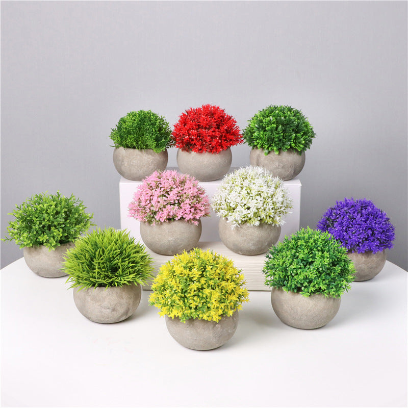 1/6 Pcs Artificial Plant Topiary Shrubs Mini Potted Plants in Vase for Home Decor