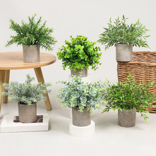 7 Inch Artificial Eucalyptus Plants 6 Pcs Mini Potted Greenery in Vase