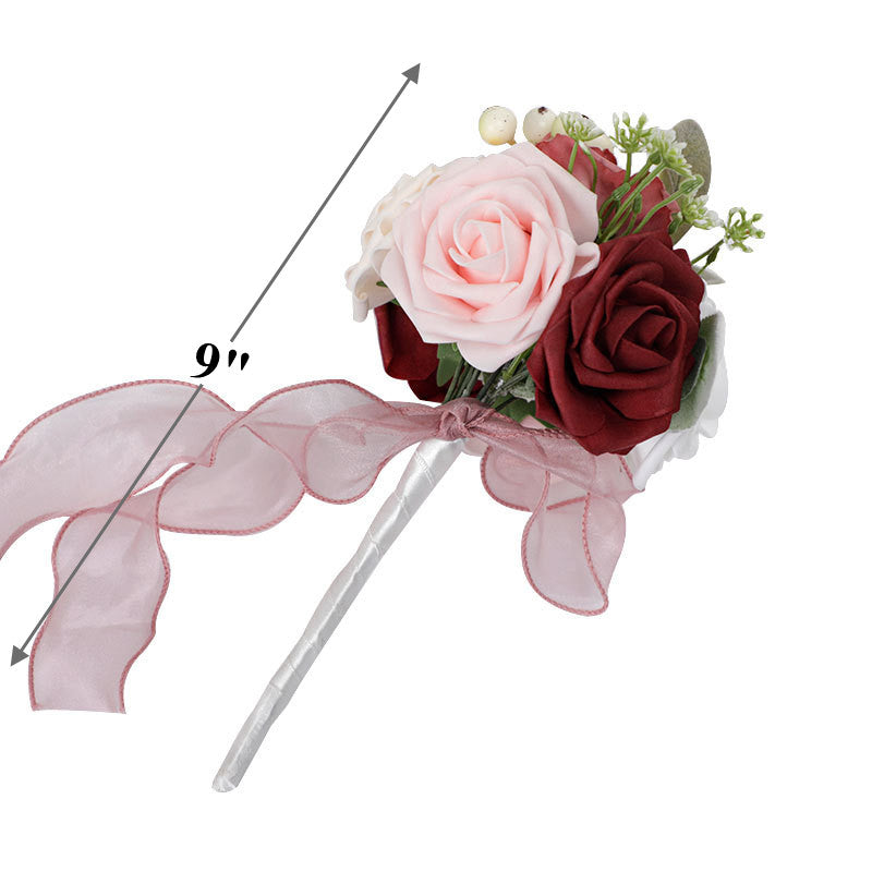 9 Inch Artificial Wedding Flowers Mini Bouquets, Bulk Table Centerpiece Decor, Multiple Stems