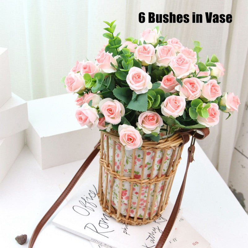 Miniature Artificial Silk Roses Bouquet Bush 2025 Upgrade, Small Decorative Flowers