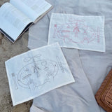 Minimalist Embroidered Line Art Placemats & Napkins, 11.8"×15.7"