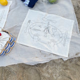 Minimalist Embroidered Line Art Placemats & Napkins, 11.8"×15.7"