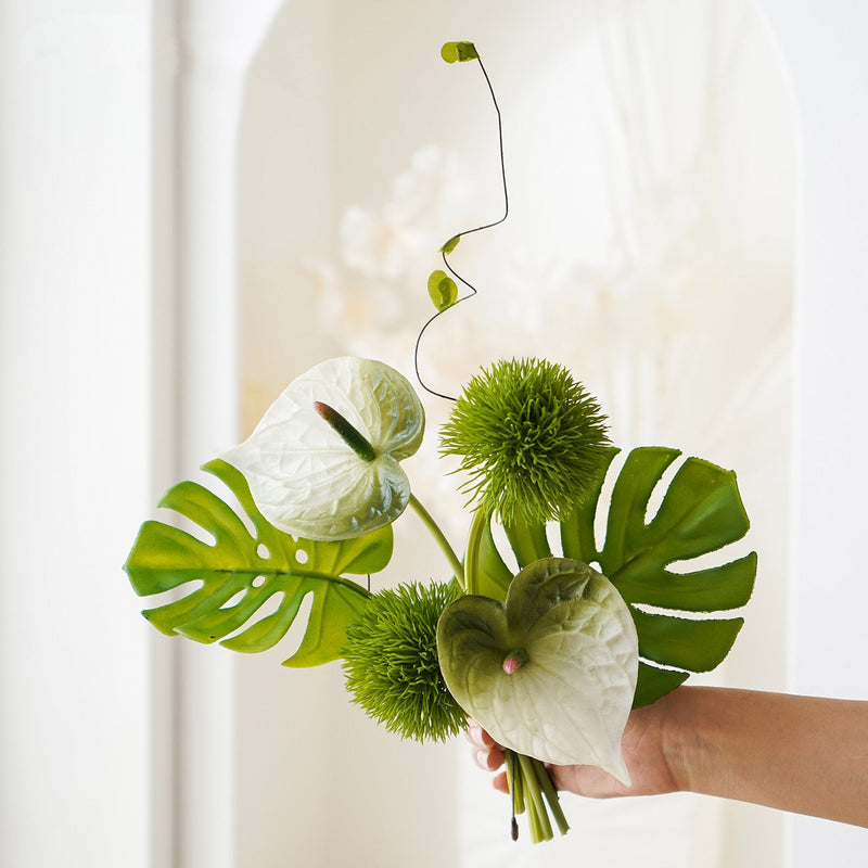 16 Inch Artificial Flower Bouquet 10 Stems Minimalist Silk Flowers for Home Wedding Decor