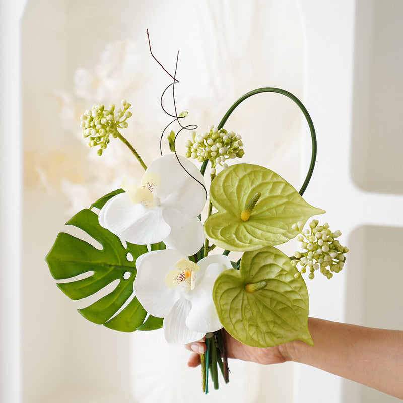 16 Inch Artificial Flower Bouquet 10 Stems Minimalist Silk Flowers for Home Wedding Decor
