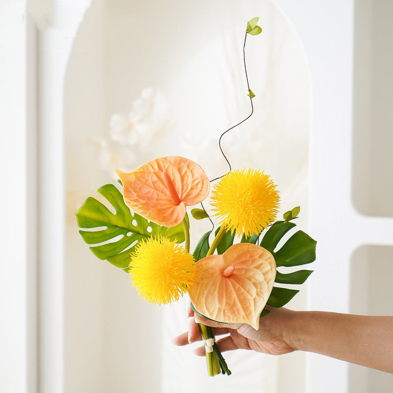 16 Inch Artificial Flower Bouquet 10 Stems Minimalist Silk Flowers for Home Wedding Decor