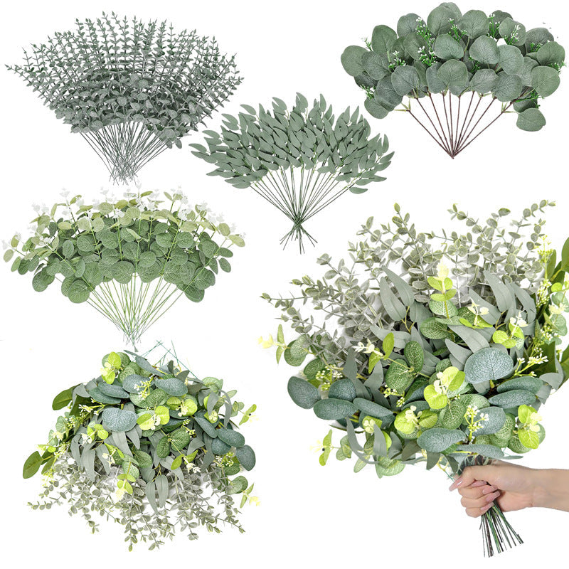 Mixed Artificial Greenery Stems Bulk, 12 Inch Silk Greenery for Wedding Floral Arrangements Centerpieces, 50 Pcs