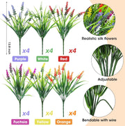 24 Inch 24 Pcs Mixed Color Artificial Monkey Grass Bushes UV Resistant Outdoor Plants