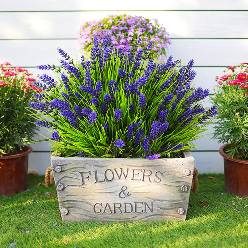 24 Inch 24 Pcs Mixed Color Artificial Monkey Grass Bushes UV Resistant Outdoor Plants