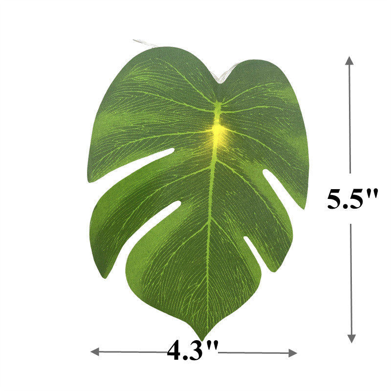 10 Ft Monstera Leaf String Lights, 10 Pcs Tropical Artificial Rattan Palm Leaves Garland