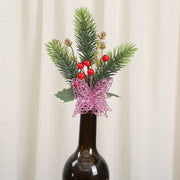 6 Pcs Multicolor Christmas Butterfly and Holly Berry Ornaments with Clips Artificial Decorations