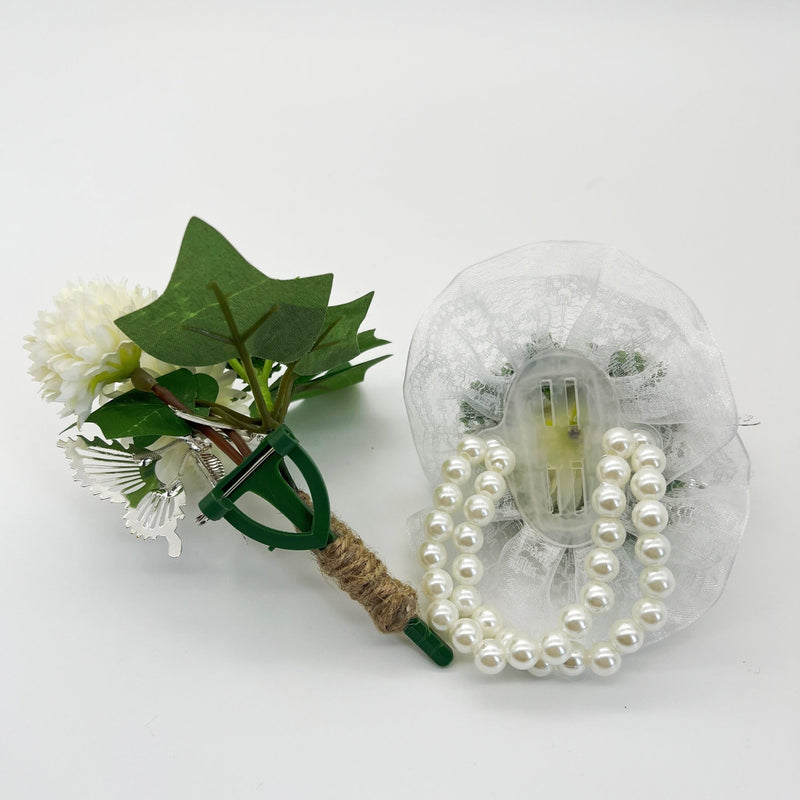Mum Ball Flower Wrist Corsage Bracelet with Butterfly and Men Boutonniere Set for Wedding Party Bulk Wholesale
