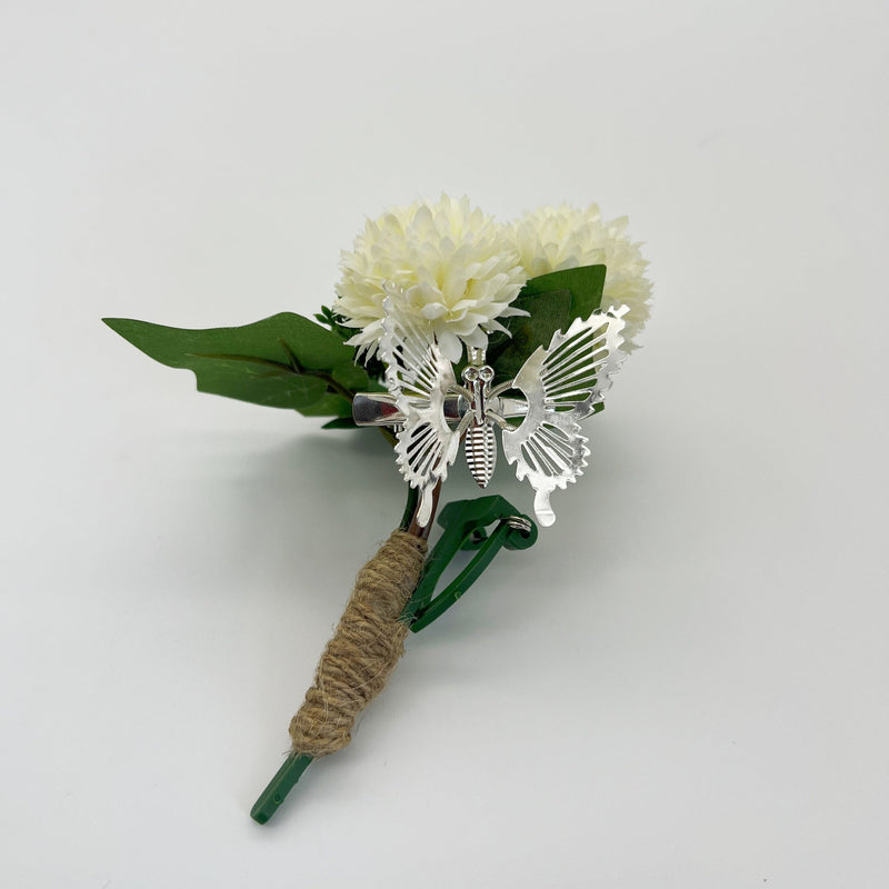 Mum Ball Flower Wrist Corsage Bracelet with Butterfly and Men Boutonniere Set for Wedding Party Bulk Wholesale