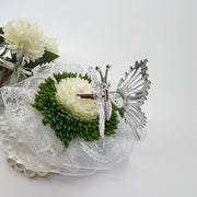 Mum Ball Flower Wrist Corsage Bracelet with Butterfly and Men Boutonniere Set for Wedding Party Bulk Wholesale