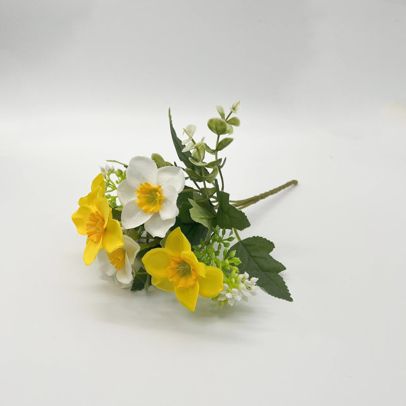 10 Inch Artificial Narcissus Bush Bouquet 10 Pcs Small Spring Flowers for Crafts
