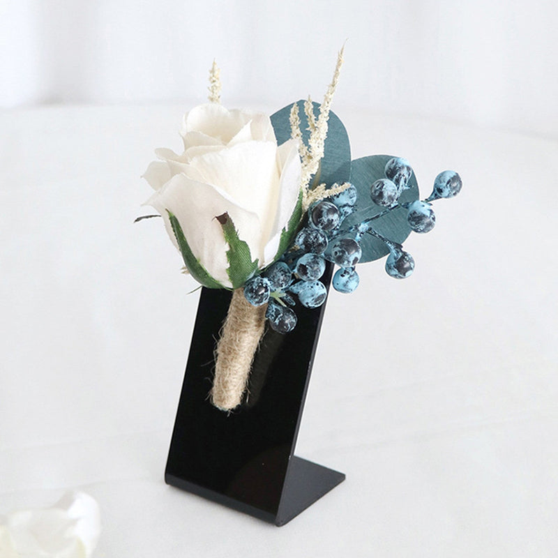 Navy Blue and Champagne Artificial Boutonnieres Bulk Pack, Silk Flowers, Wedding Decorations