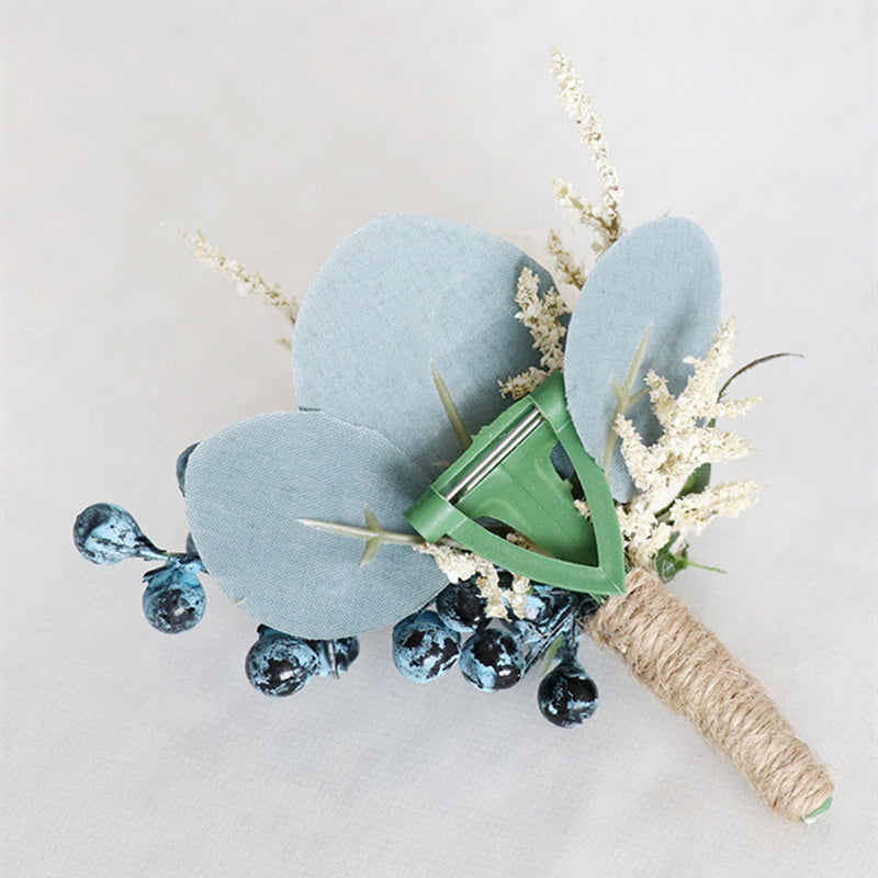 Navy Blue and Champagne Artificial Boutonnieres Bulk Pack, Silk Flowers, Wedding Decorations