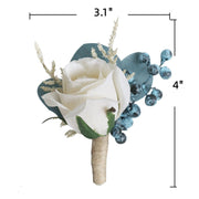 Navy Blue and Champagne Artificial Boutonnieres Bulk Pack, Silk Flowers, Wedding Decorations