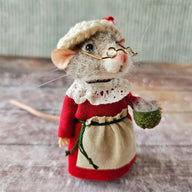 Needle Felted Christmas Mouse Ornament (3.15in Tall) | Handmade Holiday Decor