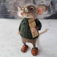 Needle Felted Christmas Mouse Ornament (3.15in Tall) | Handmade Holiday Decor