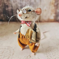 Needle Felted Christmas Mouse Ornament (3.15in Tall) | Handmade Holiday Decor
