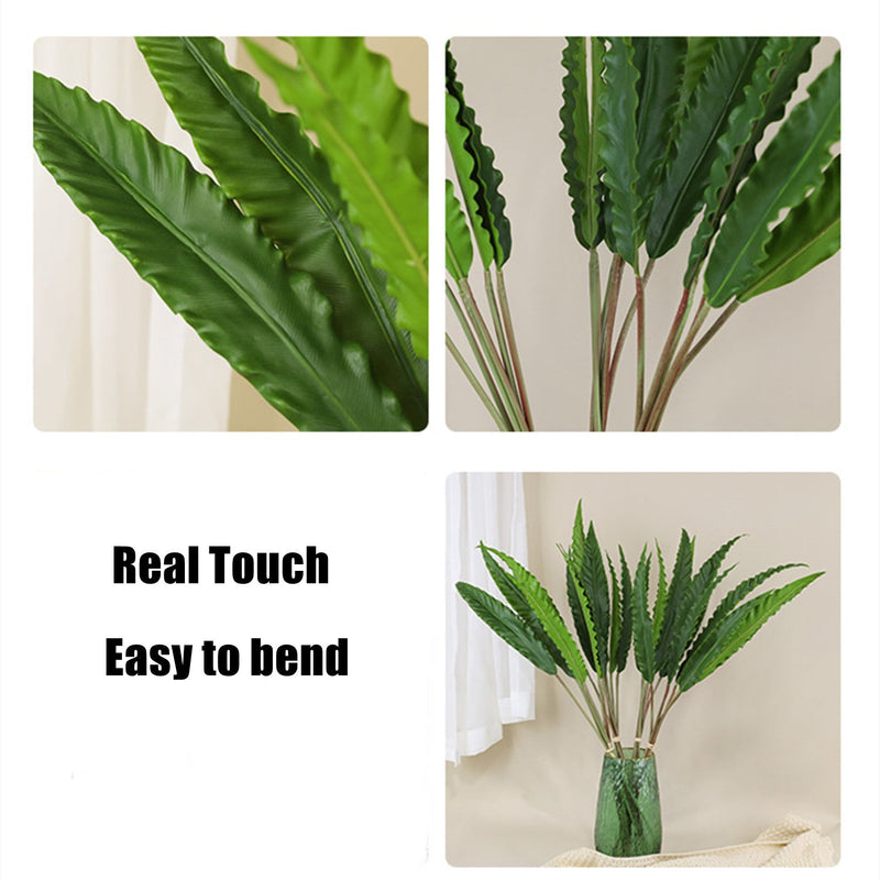6 Pcs 30 Inch Artificial Neottopteris Nidus Leaves Stems Real Touch Tropical Foliage Decorations