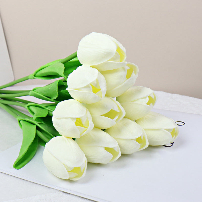 10 Pcs 13 Inch Artificial Tulip Stems, Realistic Silk Flowers for Home Wedding Vase Decor