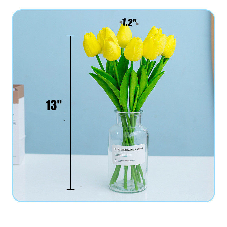 10 Pcs 13 Inch Artificial Tulip Stems, Realistic Silk Flowers for Home Wedding Vase Decor
