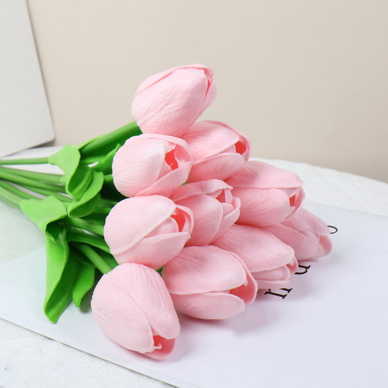 10 Pcs 13 Inch Artificial Tulip Stems, Realistic Silk Flowers for Home Wedding Vase Decor