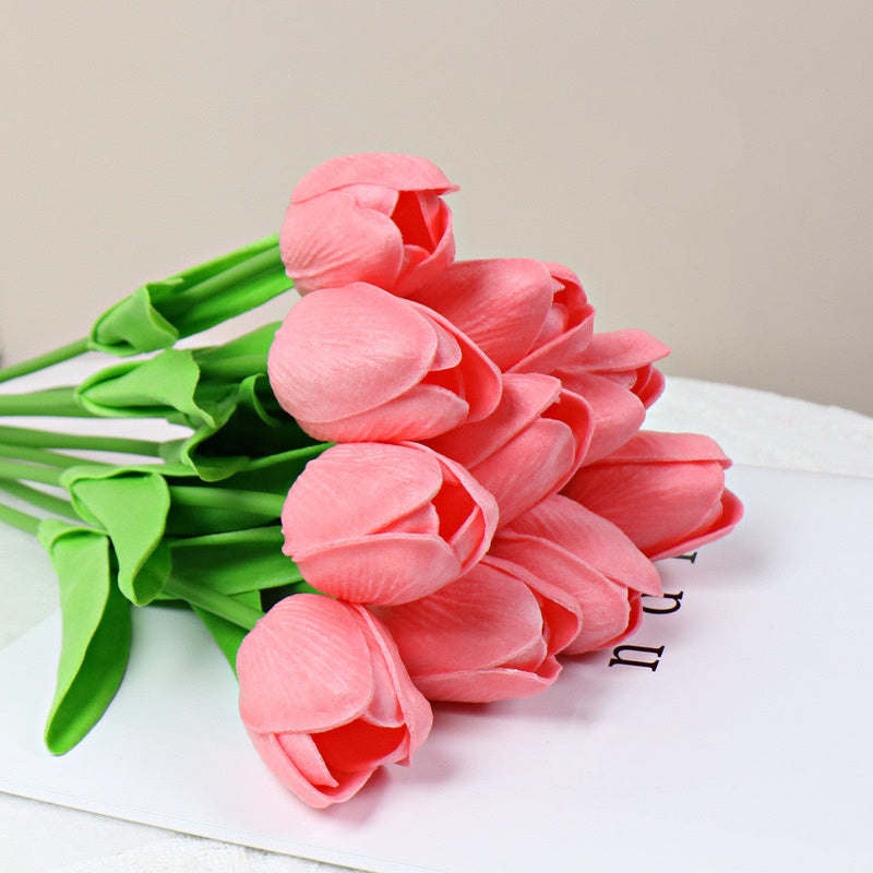 10 Pcs 13 Inch Artificial Tulip Stems, Realistic Silk Flowers for Home Wedding Vase Decor
