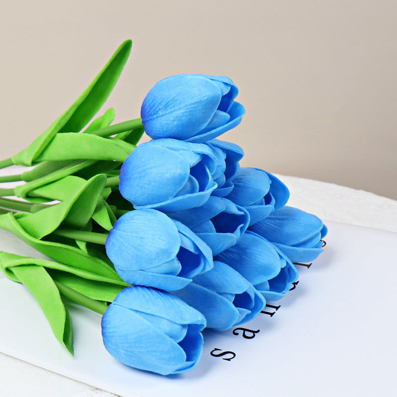 10 Pcs 13 Inch Artificial Tulip Stems, Realistic Silk Flowers for Home Wedding Vase Decor