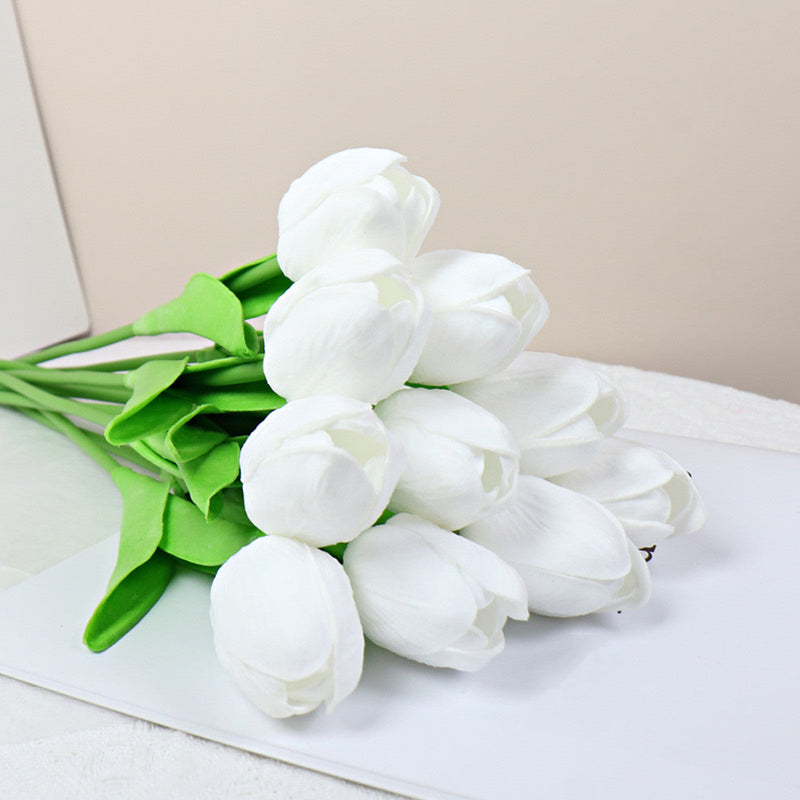 10 Pcs 13 Inch Artificial Tulip Stems, Realistic Silk Flowers for Home Wedding Vase Decor