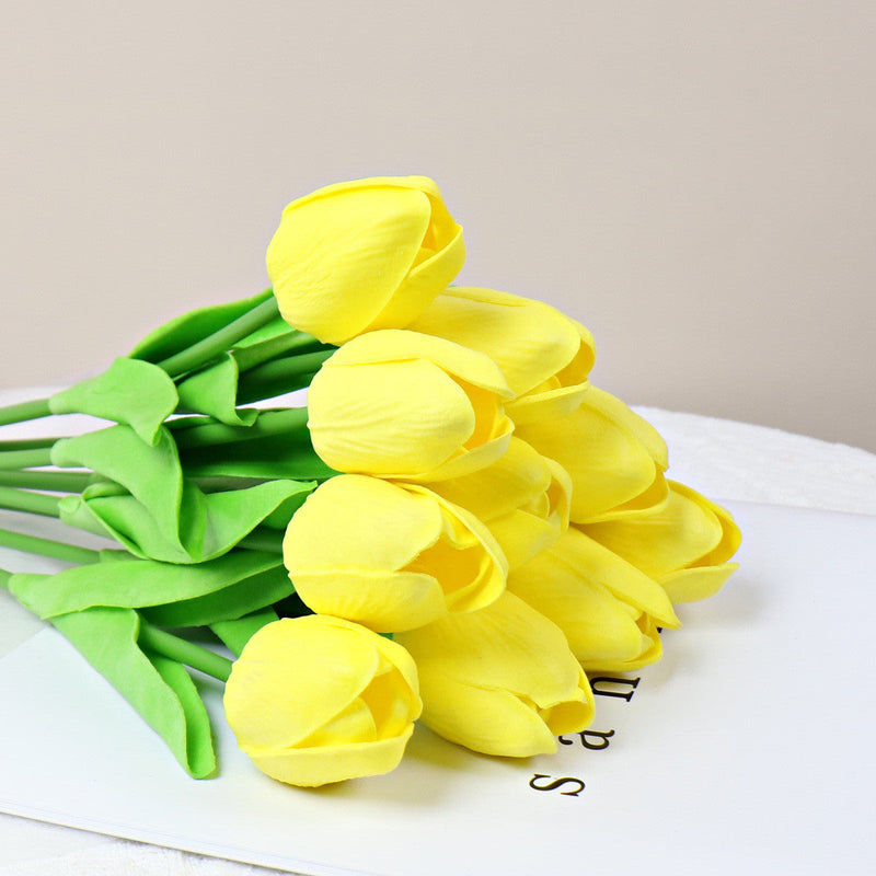 10 Pcs 13 Inch Artificial Tulip Stems, Realistic Silk Flowers for Home Wedding Vase Decor