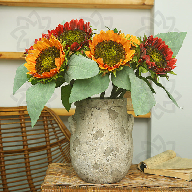 15 Inch Artificial Sunflower Stems 10 Pcs Bulk Silk Flower Stems