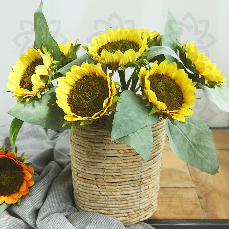 15 Inch Artificial Sunflower Stems 10 Pcs Bulk Silk Flower Stems