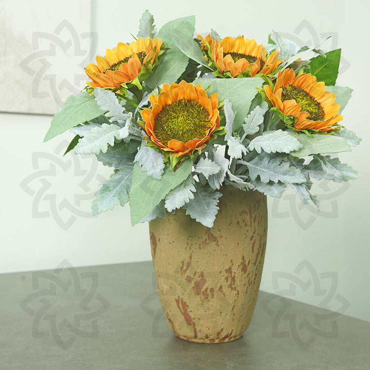 15 Inch Artificial Sunflower Stems 10 Pcs Bulk Silk Flower Stems