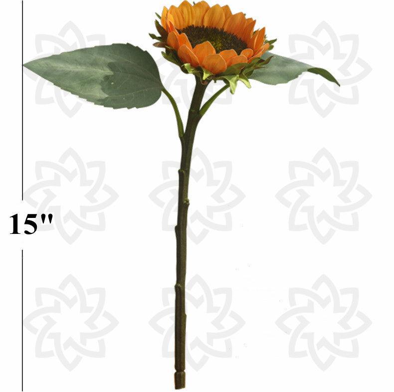 15 Inch Artificial Sunflower Stems 10 Pcs Bulk Silk Flower Stems