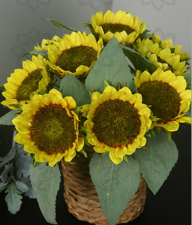 15 Inch Artificial Sunflower Stems 10 Pcs Bulk Silk Flower Stems