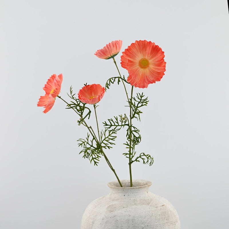 2 Pcs Artificial Silk Poppy Stems – Realistic Red Flower Stems for Vase Arrangements