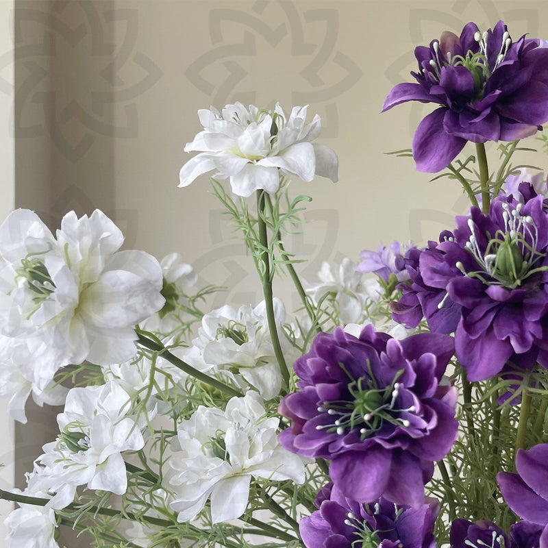 27.5 Inch Artificial Nigella Love in the Mist Flower Stems, 10 Pcs Silk Bulk