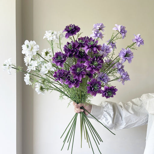 27.5 Inch Artificial Nigella Love in the Mist Flower Stems, 10 Pcs Silk Bulk