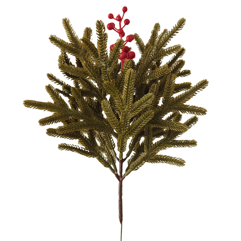 16 Inch Artificial Norfolk Pine Branches with Holy Berries, 10 Pcs Christmas Vase Fillers for Wreath DIY