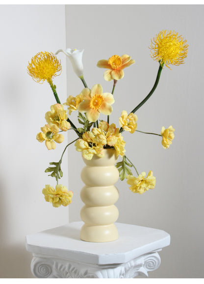 Bulk Ceramic Flower Vase Ribbing Modern Unique Home Party Decor Wholesale