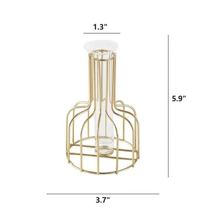 Bulk Clear Glass Test Tube Vase with Metal Frame Hollow Iron Vase for Wedding Living Room Home Table Centerpieces Decorations Wholesale
