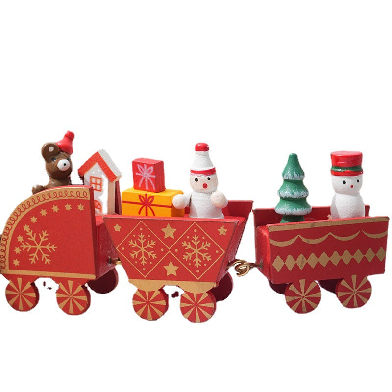 Wooden Train Toy DIY Christmas Ornaments for Kids, Bulk Xmas Table Decor, Wholesale Set