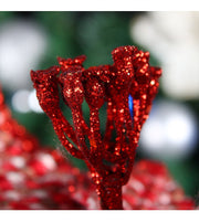 Glitter Artificial Poinsettia Flowers 10 Pcs Christmas Decorations for Tree Garland Rattan Accessories